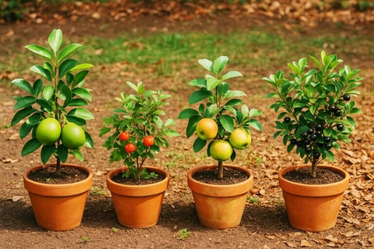 Frutas em vasos