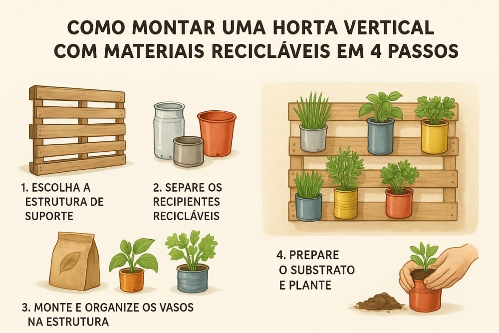 Como montar uma horta vertical com materiais recicláveis