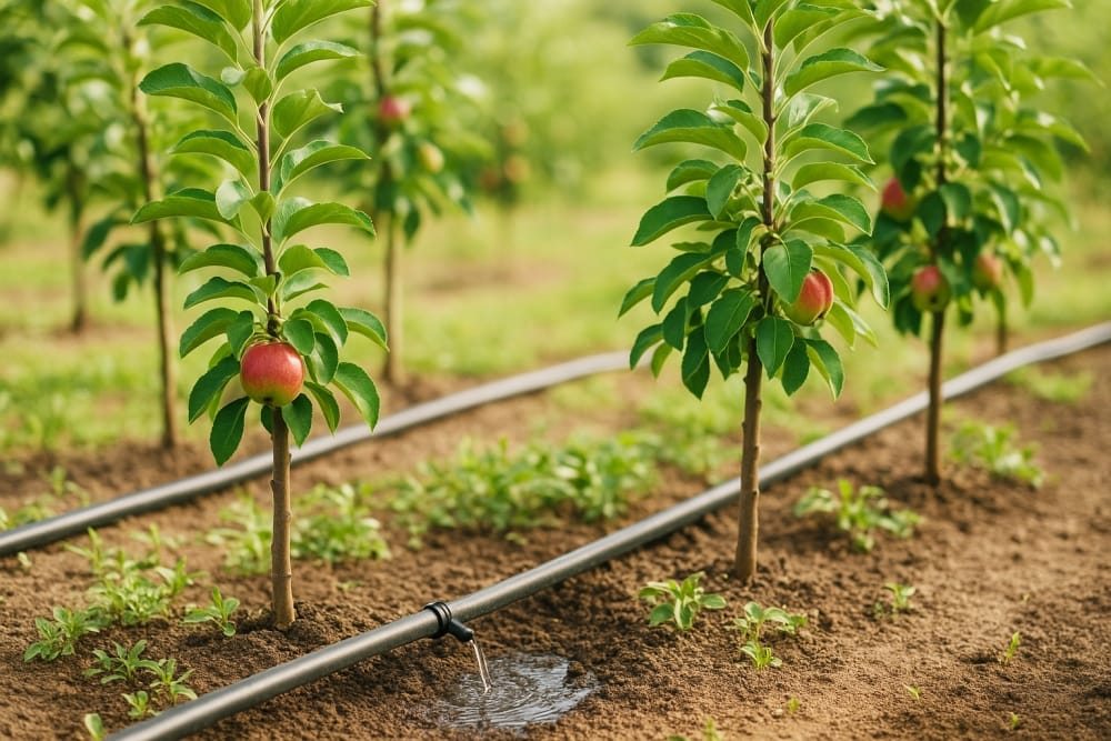Como irrigar macieiras em pequenos pomares