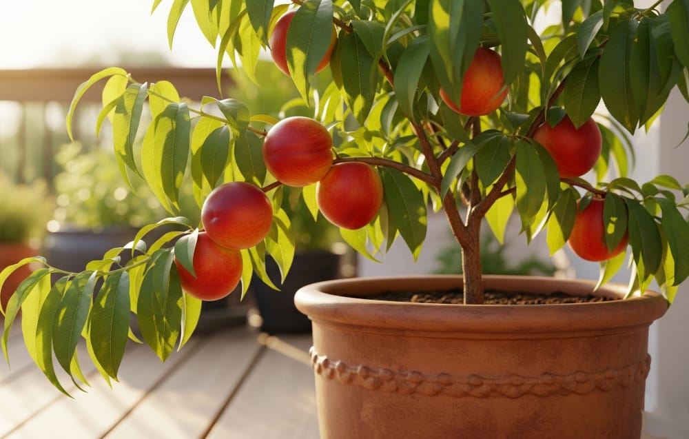 Nectarina em vaso