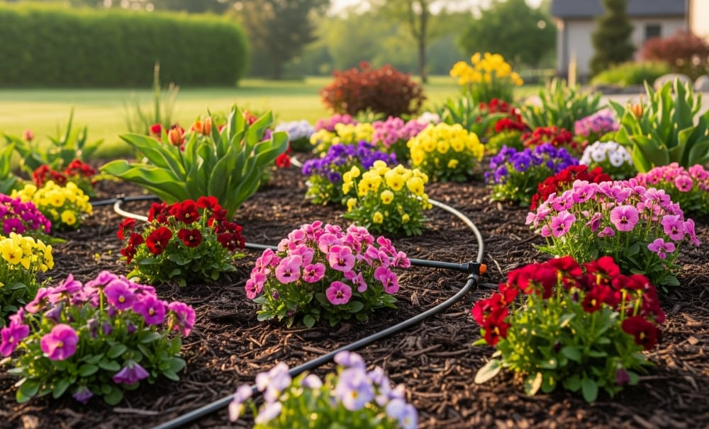 irrigação em jardins de primavera
