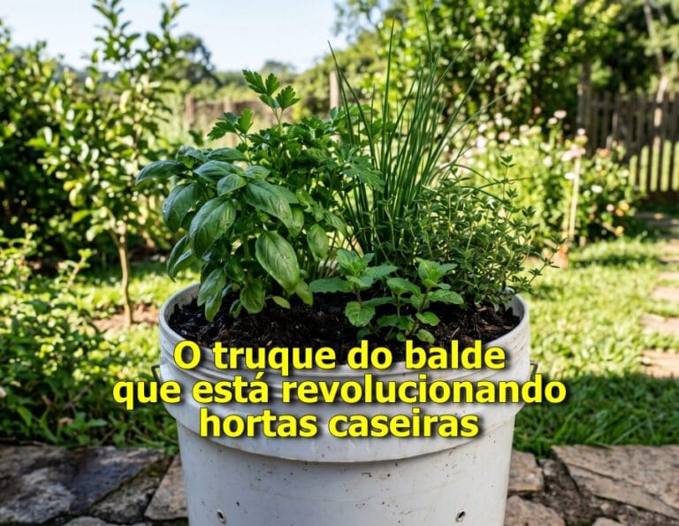 truque do balde em hortas